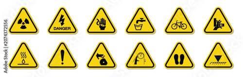 Photos Danger yellow triangle signs