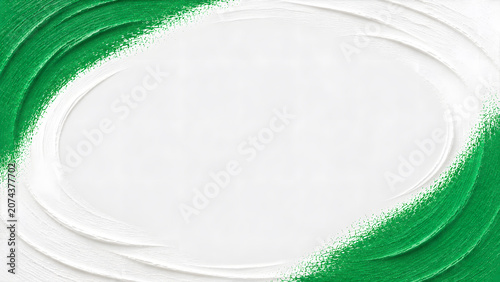 Abstract Green Paint Brush Frame Background with Large White Copy Space