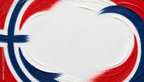 Abstract Paint Brush Frame in Norway Flag Colors with White Background Copy Space