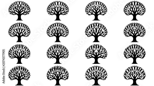 Obraz na płótnie Generations Tree Silhouette Pattern