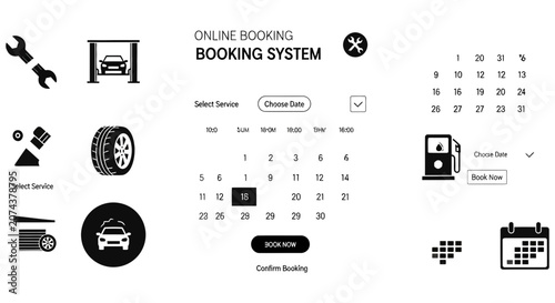 Online booking system interface for automotive repair and maintenance service appointments