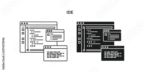 Canvas-taulu Integrated development environment ide set featuring coding windows and syntax i