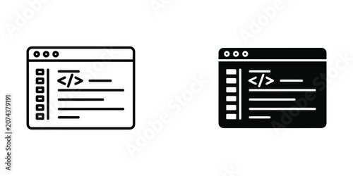 Photography Programming code editor window set featuring syntax highlighting in outline and