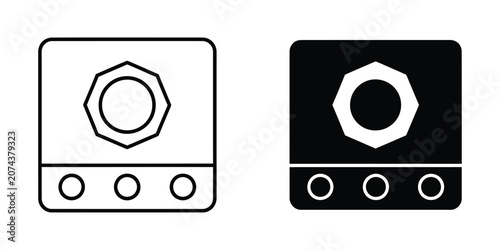 Photos Settings configuration set featuring gear symbol in outline and solid black styl