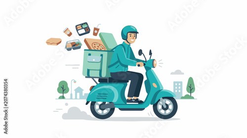 A delivery person rides a scooter with food (13)