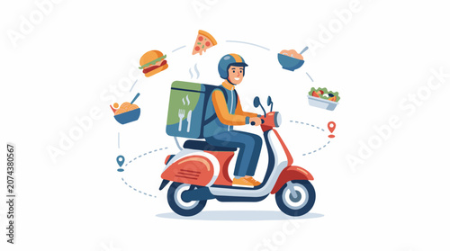 A delivery person on a scooter with food (2)