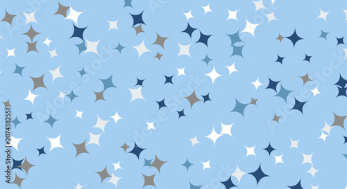 Soft blue background featuring pattern of scattered sparkling star shapes.