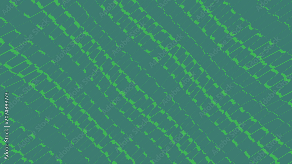 Obraz premium Abstract digital pattern with diagonal green lines and textured segments