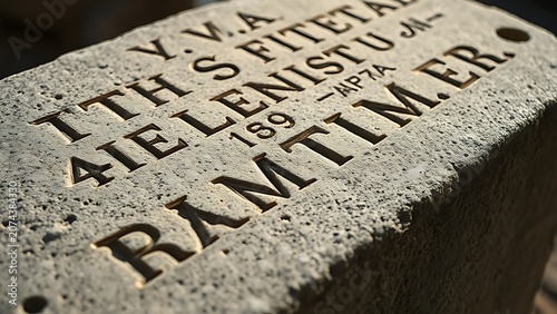Ancient stone stele with weathered surface and deep carved inscriptions.