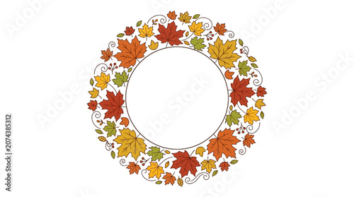 Autumn leaves decorative border frame.