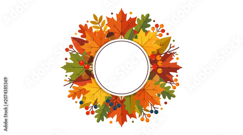 Autumn leaves decorative border illustration.