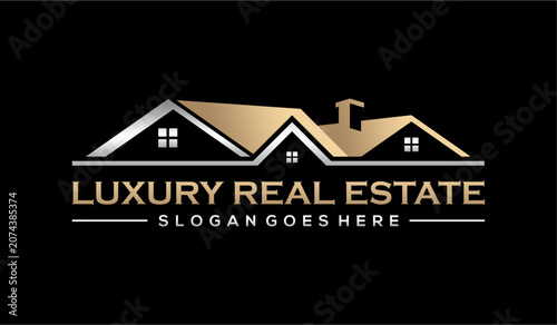 luxury gold real estate vector logo house