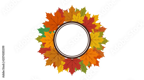 Colorful autumn leaves frame border.