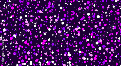 Vibrant geometric shape background with star and circle motifs.