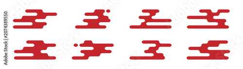 Traditional Japanese Cloud Symbols in Minimal Vector Style.eps10
