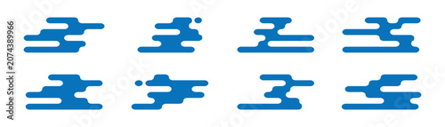 Traditional Japanese Cloud Symbols in Minimal Vector Style.eps10