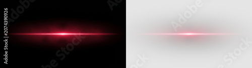 Fotografie red horizontal lens flare light effect with glow and smoke on black background