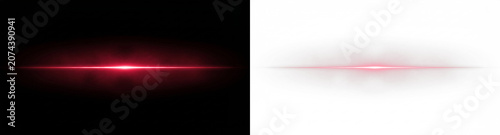 Фотография red lens flare light effect with horizontal bright glow on black background