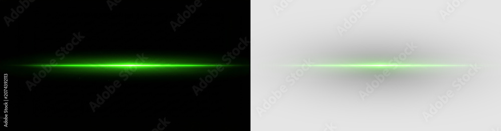 Obraz premium green light flare effect with particles in horizontal line on black background