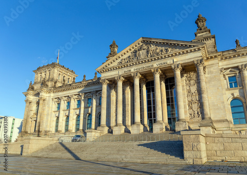 Exterior view of the Reichstag building in Berlin, Germany
