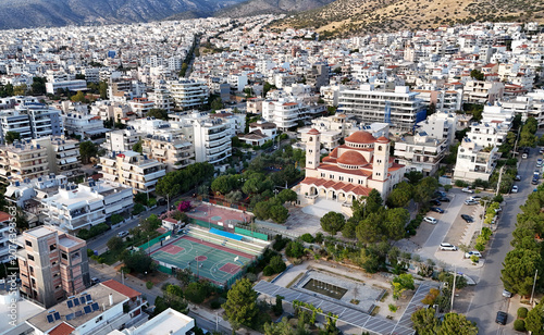 Aerial view of Agia Triada church in Glyfada, Athens, Greece