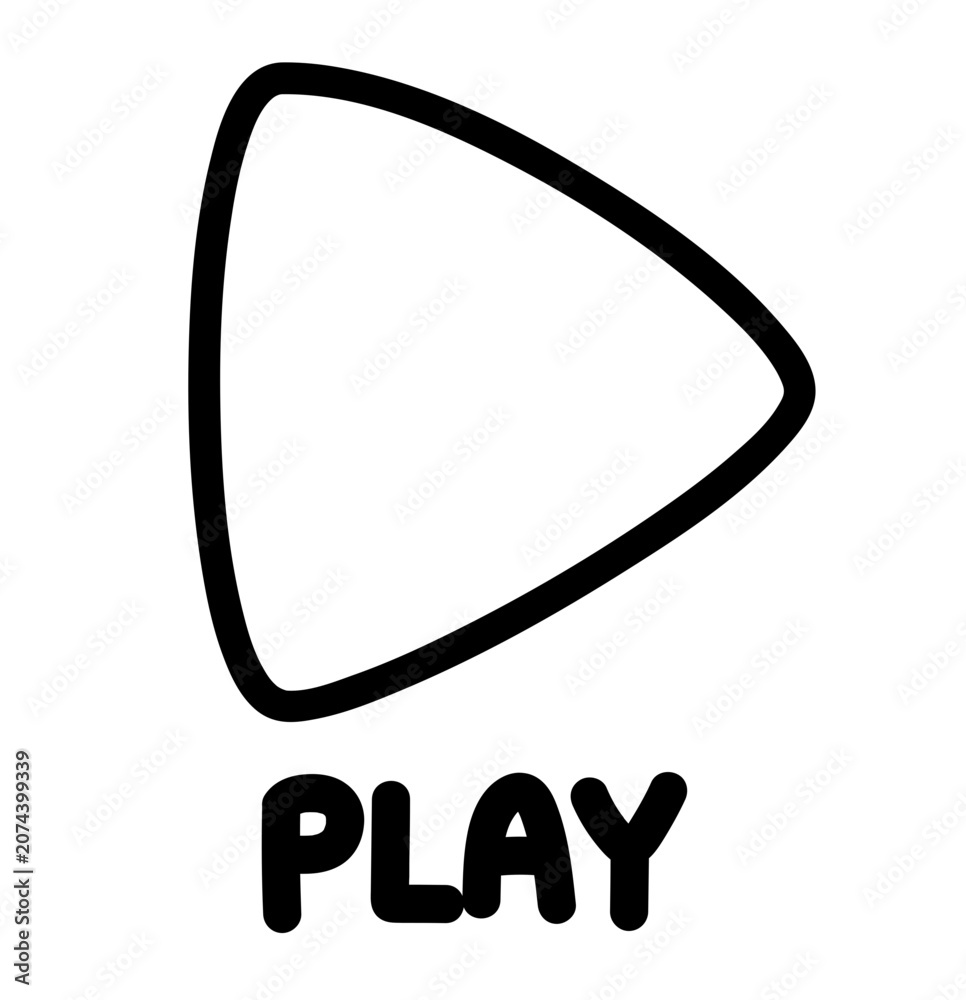 Fototapeta premium Cute Play Button Icon Line Art Vector