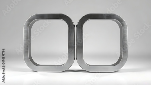 Two interlocking L-shaped brushed steel components at a perfect 90-degree angle.