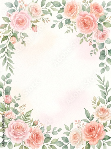 Watercolor Floral Wedding Invitation Background - Vertical Flower Aesthetic