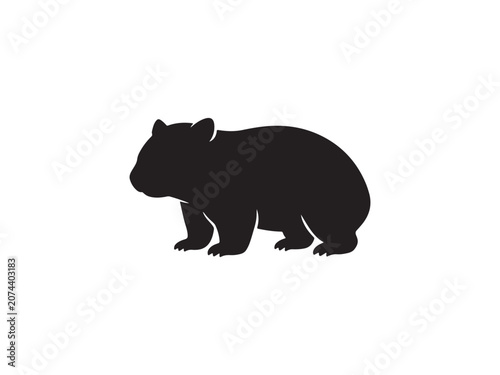 Wombat silhouette isolated vector illustration with animal kingdom silhouette wildlife