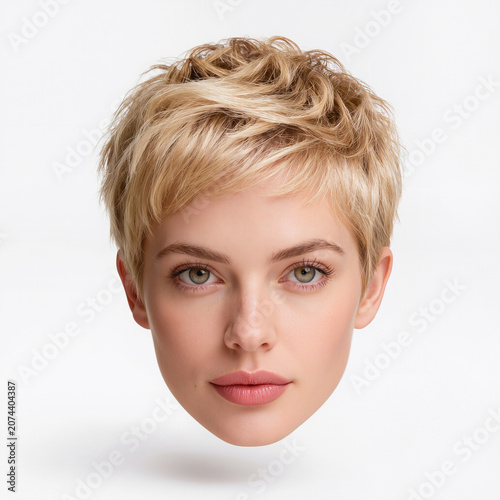 Short blonde hairstyle shines with fresh elegance and modern style