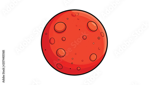 Red Moon with Craters Illustration.