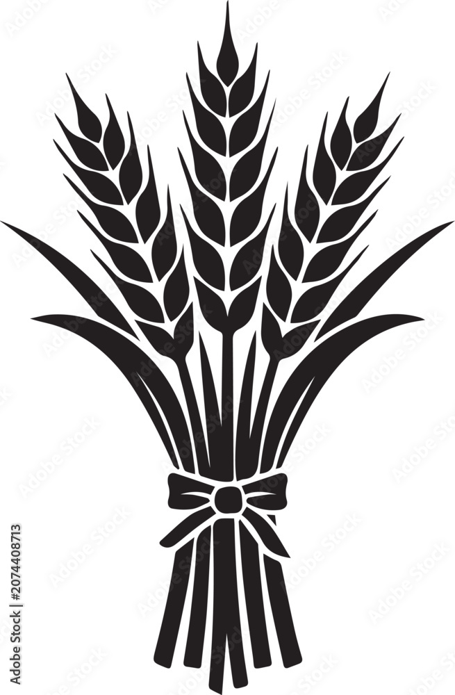 Fototapeta premium Black wheat sheaf icon on a simple design Vector, illustration