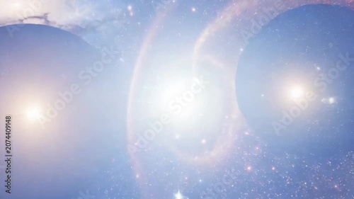 Deep space nebula with distant galaxies and dark celestial spheres