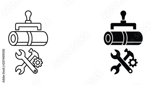 Vector illustration of padlocks with crossed wrenches for repair or security concept