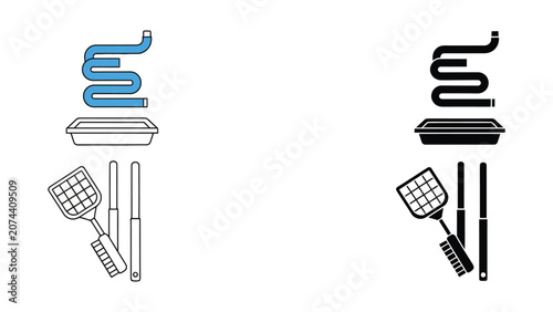 Vector illustration of wifi router and signal icons with network devices