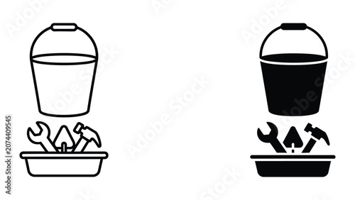 Vector illustration of watering cans with sprouting plants in trays