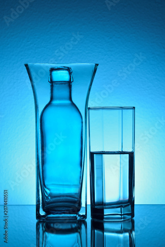 Backlit Glassware Cyan-blue gradient background