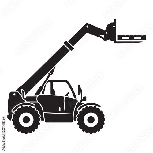 Foto Telehandler forklift vehicle icon with telescopic boom for industrial warehouse material lifting tasks