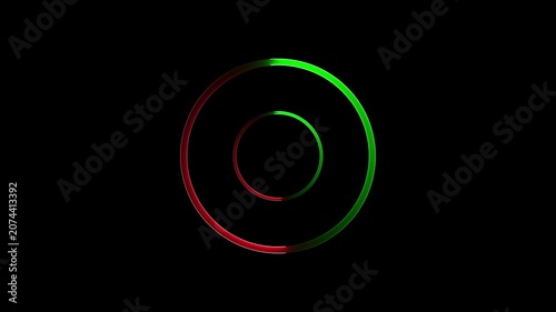 Abstract Glowing Neon Light Bulb with Colorful Spiral Rings and Energy Circle on Black Background Vector Illustration