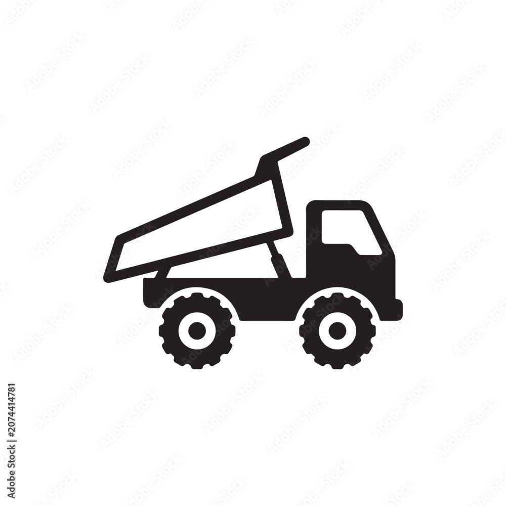 Naklejka premium Dump truck icon for construction and transportation logistics representing heavy load hauling service.