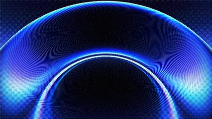 Abstract background with a glowing blue circular wave pattern made of particles, futuristic digital design element for technology, science, and data visualization concepts