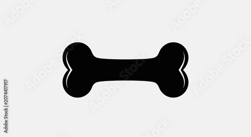 Simple black dog bone icon isolated on a white background.