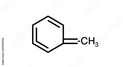 Tableau sur toile Chemical structure diagram of a methylidene cyclohexadiene molecule on a white background