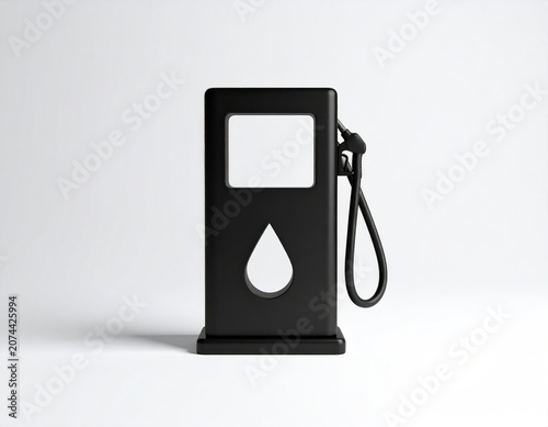 Stylized black fuel pump icon with a drop symbol on a white background