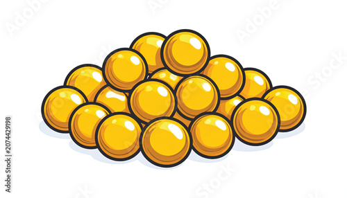 A pile of yellow balls stacked.