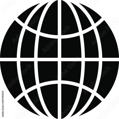 globe icon of web image. Global network sign. World black and white sign or icon. Vector