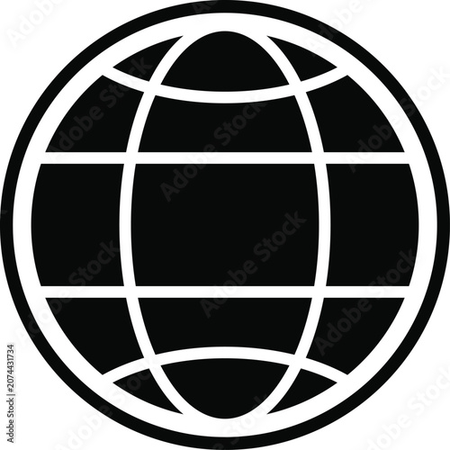 globe icon of web image. Global network sign. World black and white sign or icon. Vector