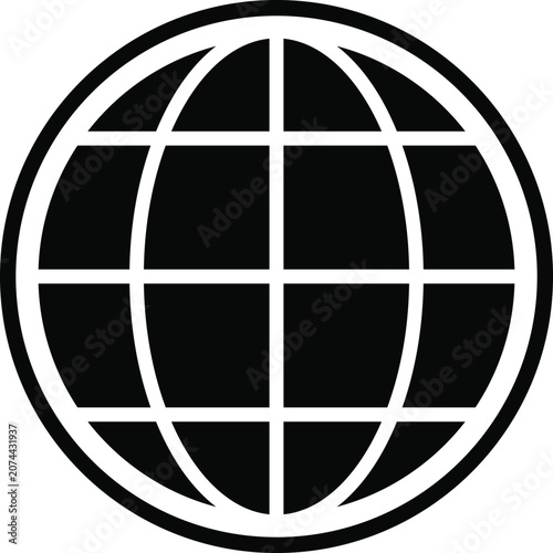 globe icon of web image. Global network sign. World black and white sign or icon. Vector