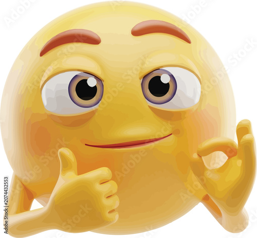 A cheerful yellow emoji with thumbs up and okay hand gesture