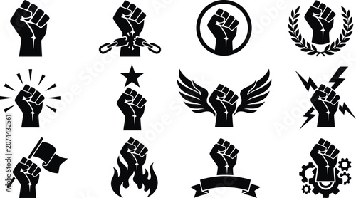 Foto Black raised fist icons in various designs